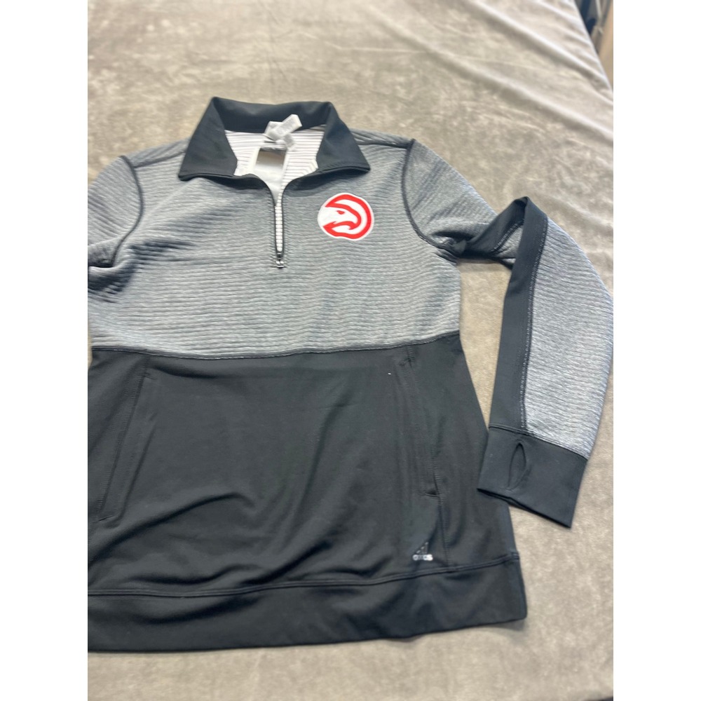 Adidas Atlanta Hawks NBA Mens Medium Climalite Twist 1/2 Zip Pullover Gray Black